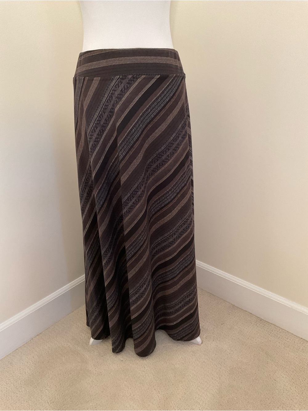 NorthStyle Brown and Gray Striped Maxi Skirt